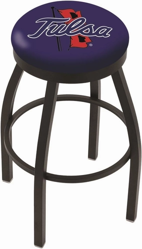 36" L8B2B - Black Wrinkle Tulsa Swivel Bar Stool with Accent Ring by the Holland Bar Stool Company