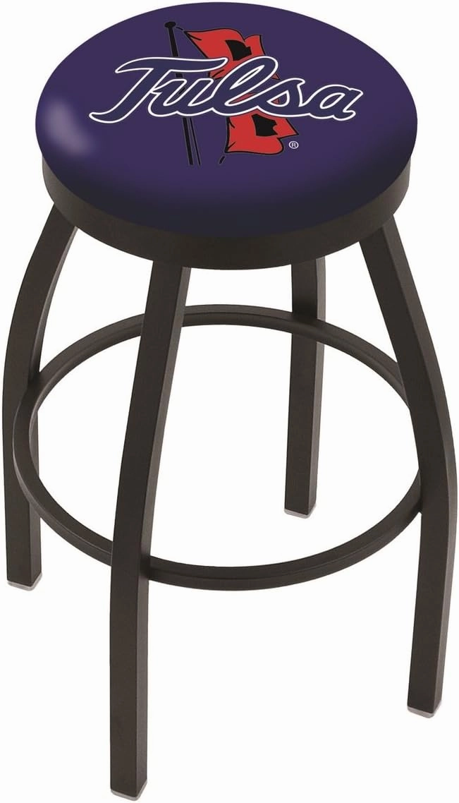 36" L8B2B - Black Wrinkle Tulsa Swivel Bar Stool with Accent Ring by the Holland Bar Stool Company