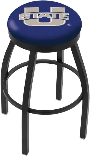 36" L8B2B - Black Wrinkle Utah State Swivel Bar Stool with Accent Ring by The Holland Bar Stool Company