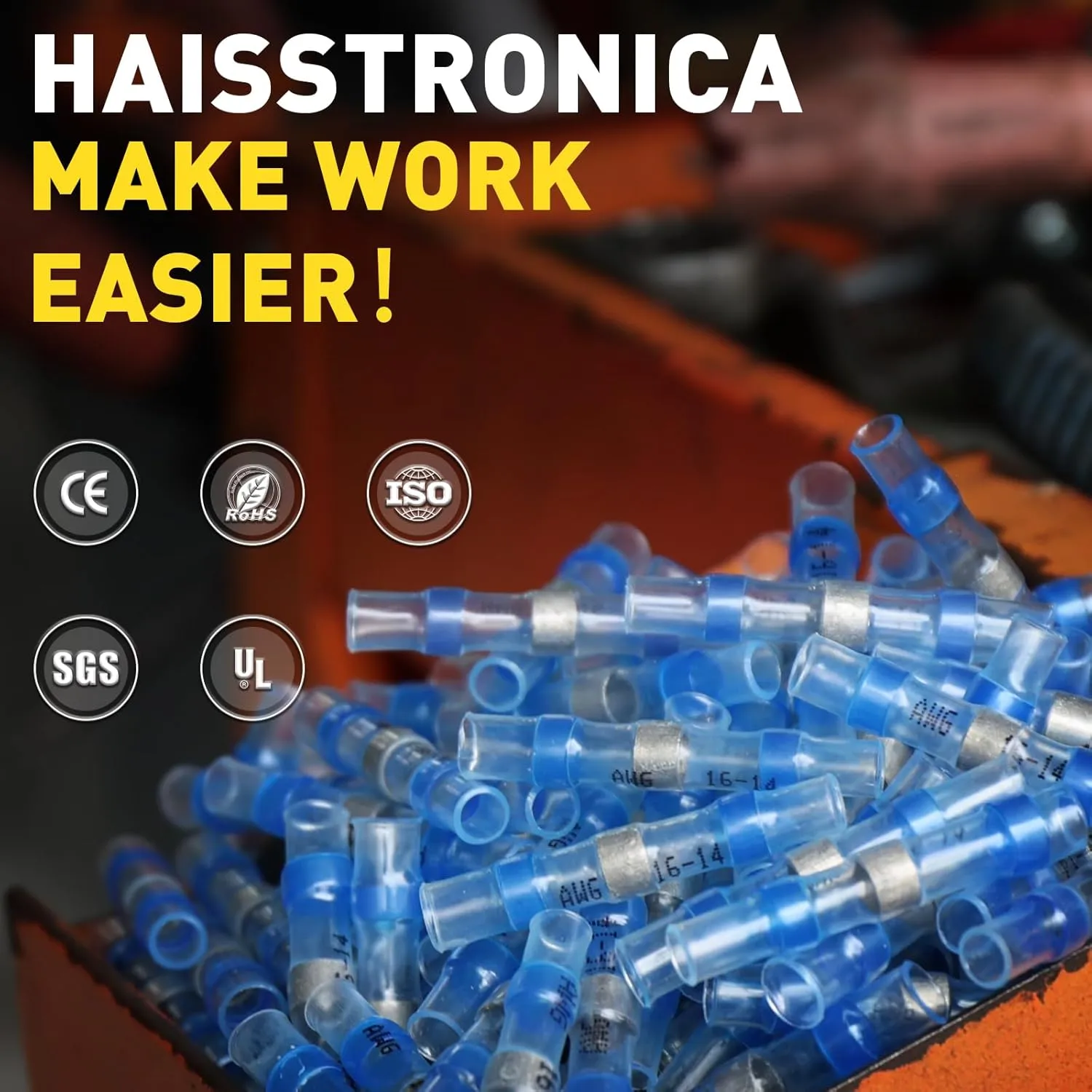 380PCS Solder Seal Wire Connectors-haisstronica Waterproof Wire Connectors-Electrical Connectors-Heat Shrink Butt Connectors for Marine,Stereo(40Yellow 90White 130Red 120Blue) Solder Sleeve