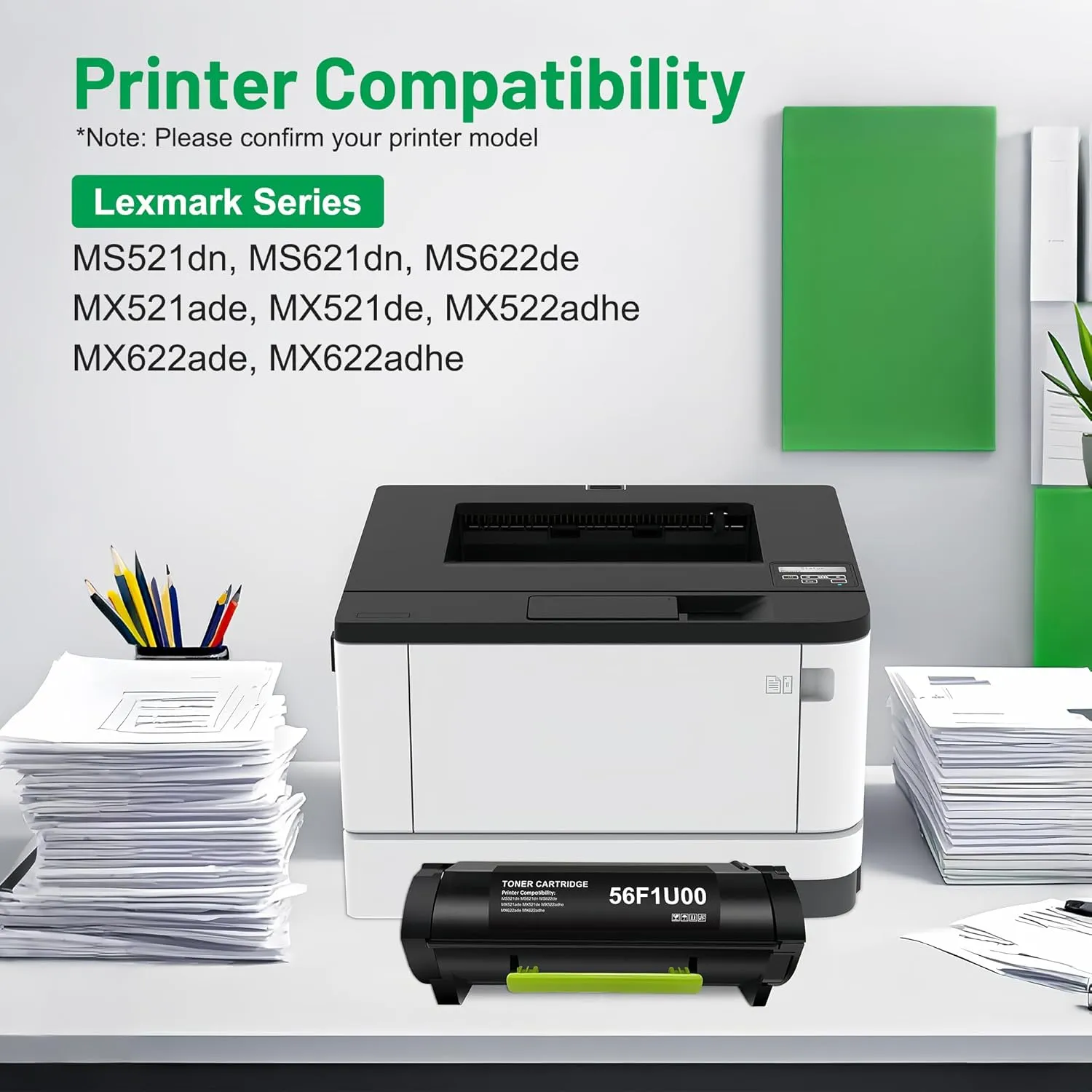 56F1U00 Ultra High Yield Black Remanufactured Toner Cartridge Replacement for Lexmark 56F1U00 Toner 25,000 Pages for Lexmark MS521 MX521 MX522 MS621 MS622 MX622 Laser Printer (1 Pack)
