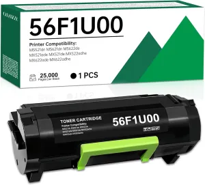 56F1U00 Ultra High Yield Black Remanufactured Toner Cartridge Replacement for Lexmark 56F1U00 Toner 25,000 Pages for Lexmark MS521 MX521 MX522 MS621 MS622 MX622 Laser Printer (1 Pack)