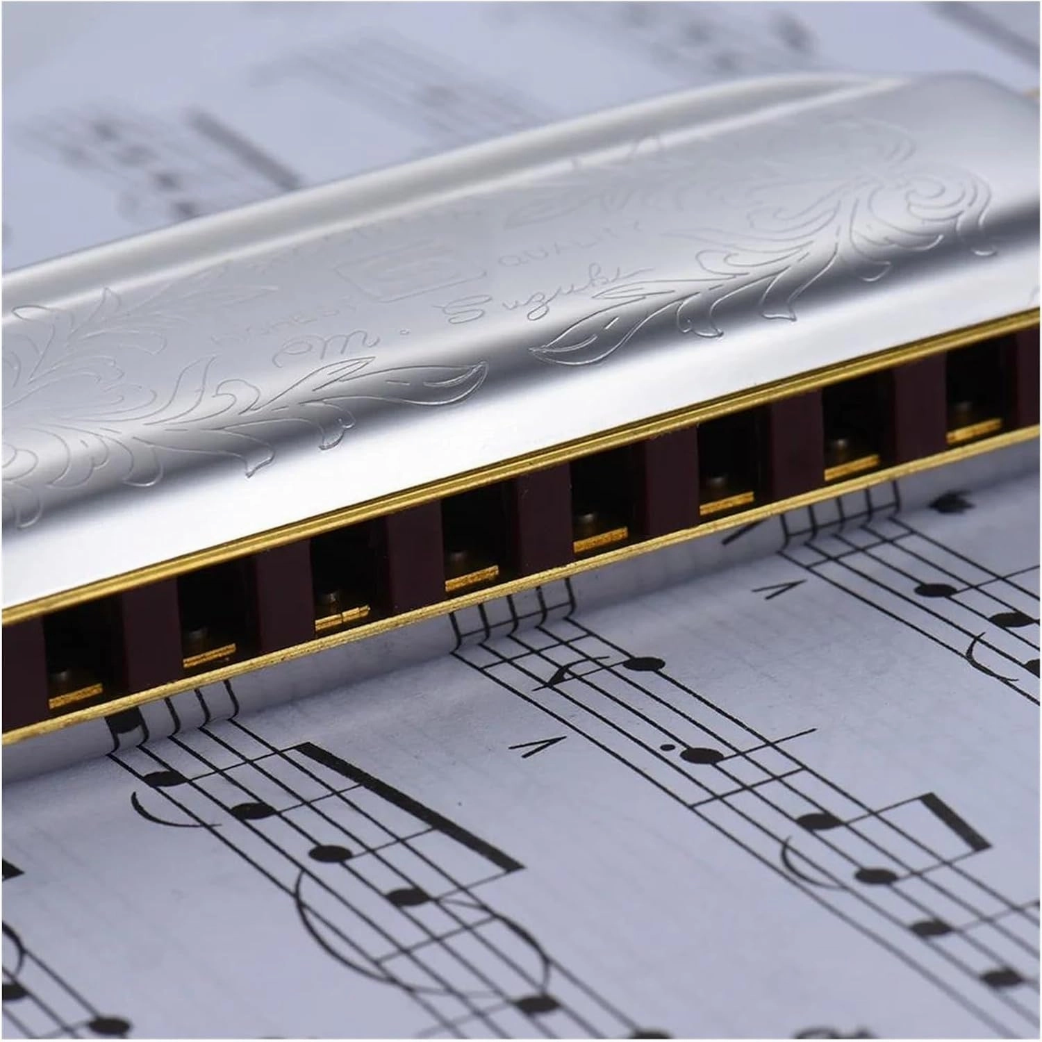 7 Keys Standard 10-Hole Diatonic Harmonica Beginner Blues Key of A B C E F Woodwind Musical Instrument(F)