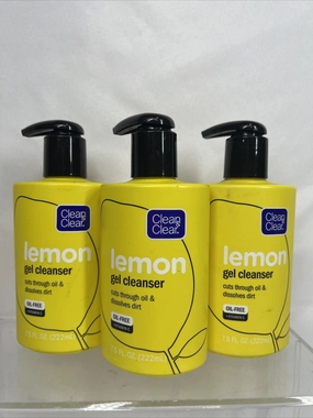 (3) CLEAN & CLEAR Lemon Gel Cleanser Vitamin C Oil Free Face Wash Scrub  7.5oz