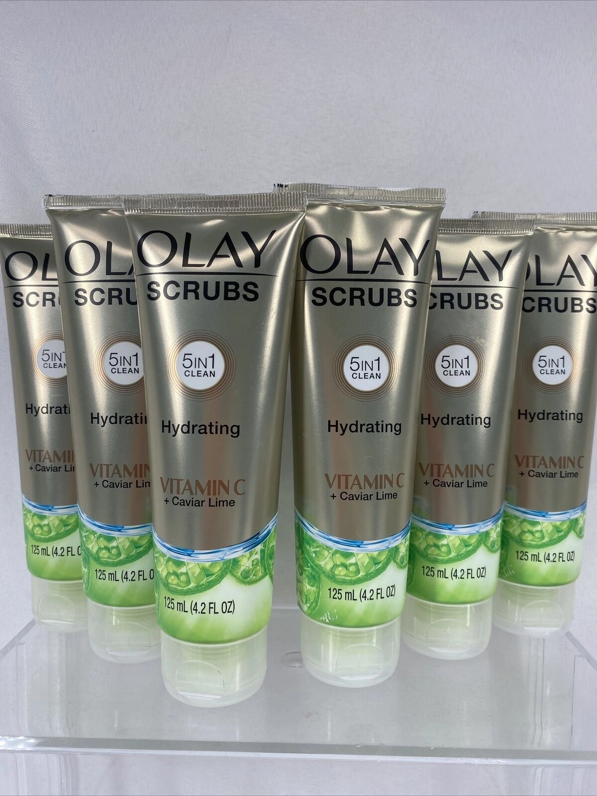 (6) OLAY SCRUBS Hydrating￼ Face Scrub 5In1 Clean Caviar Lime￼ Vitamin C 4.2oz