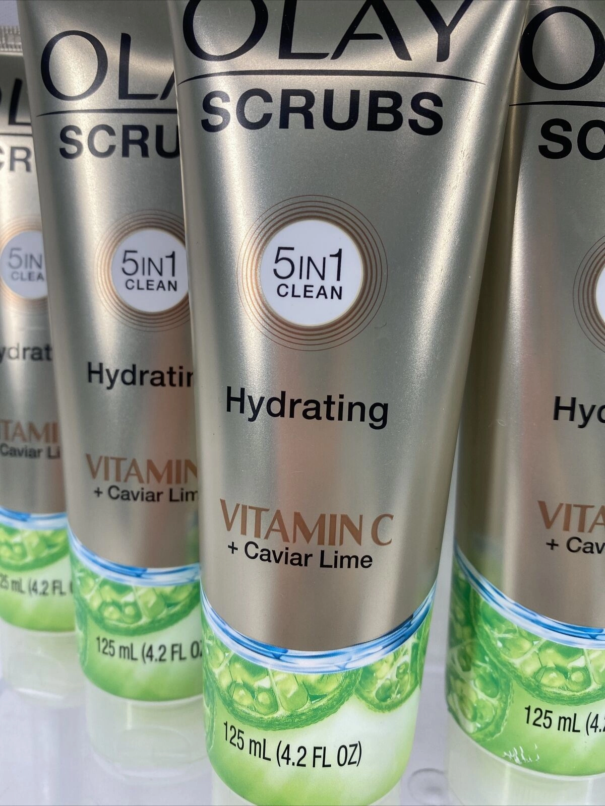 (6) OLAY SCRUBS Hydrating￼ Face Scrub 5In1 Clean Caviar Lime￼ Vitamin C 4.2oz