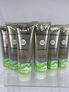 (6) OLAY SCRUBS Hydrating￼ Face Scrub 5In1 Clean Caviar Lime￼ Vitamin C 4.2oz