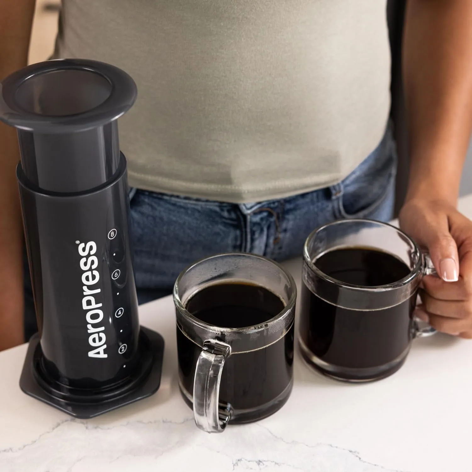 AeroPress Original XL Coffee Press – 3 in 1 brew method combines French Press, Pourover, Espresso. Full bodied, smooth coffee w/out grit or bitterness. Small portable coffee maker for camping & travel