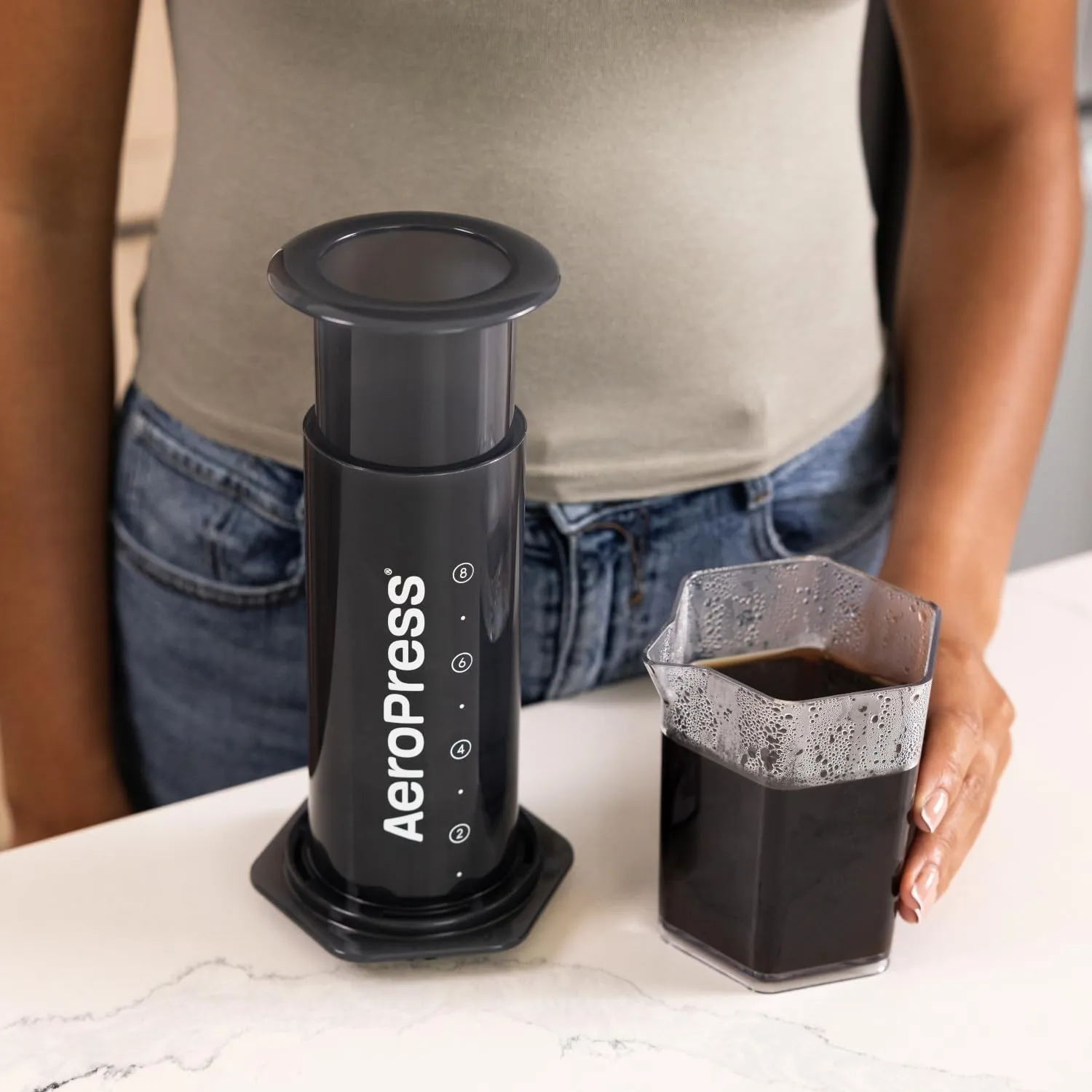 AeroPress Original XL Coffee Press – 3 in 1 brew method combines French Press, Pourover, Espresso. Full bodied, smooth coffee w/out grit or bitterness. Small portable coffee maker for camping & travel