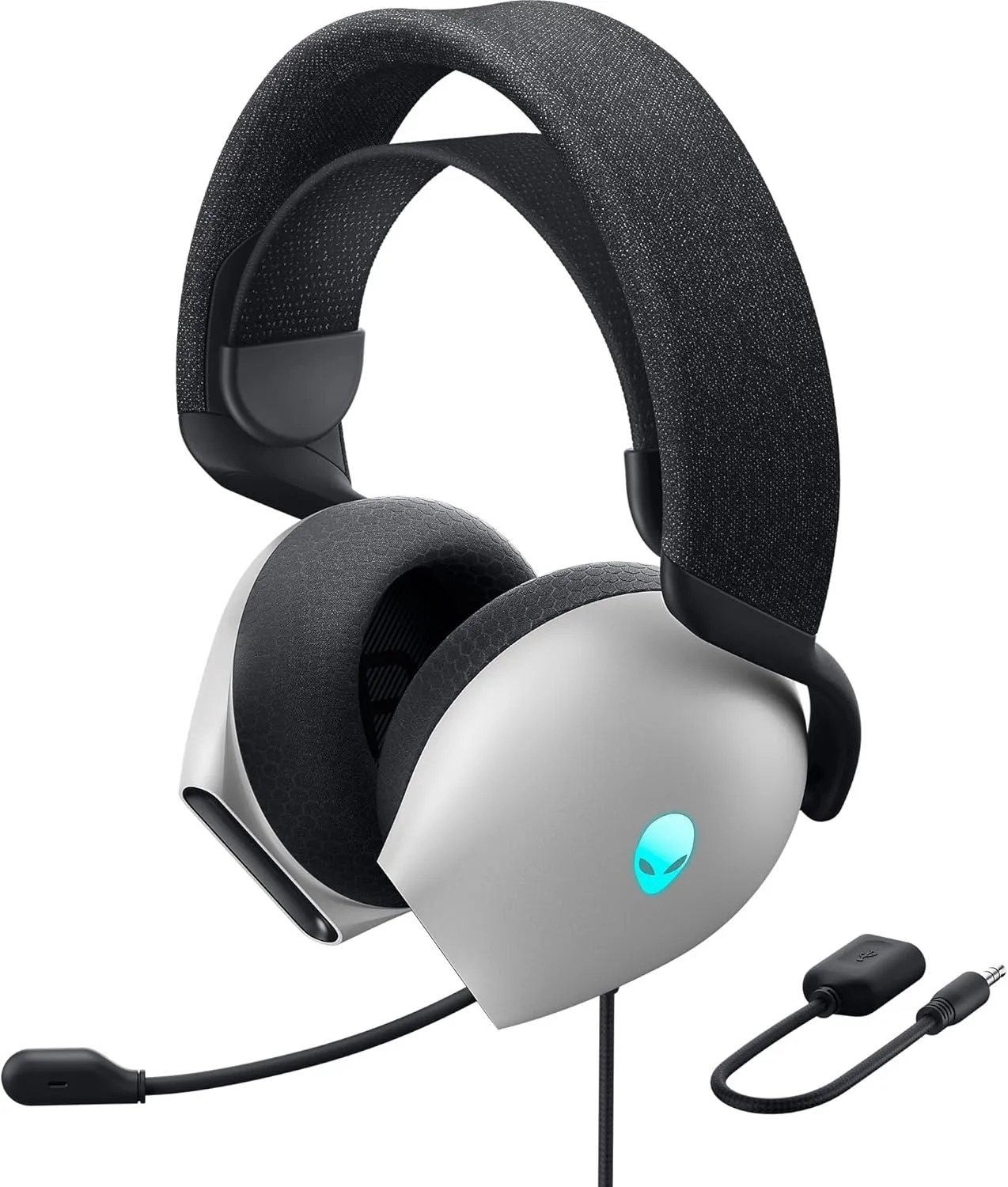 Alienware AW520H Wired Gaming Headset - Dolby Atmos, Unidirectional, AlienFX 16.8 Million RGB Colors, Microphone Mute, Volume On-headset Controls, 40mm Hi-Res Certified - Lunar Light