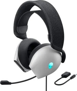 Alienware AW520H Wired Gaming Headset - Dolby Atmos, Unidirectional, AlienFX 16.8 Million RGB Colors, Microphone Mute, Volume On-headset Controls, 40mm Hi-Res Certified - Lunar Light
