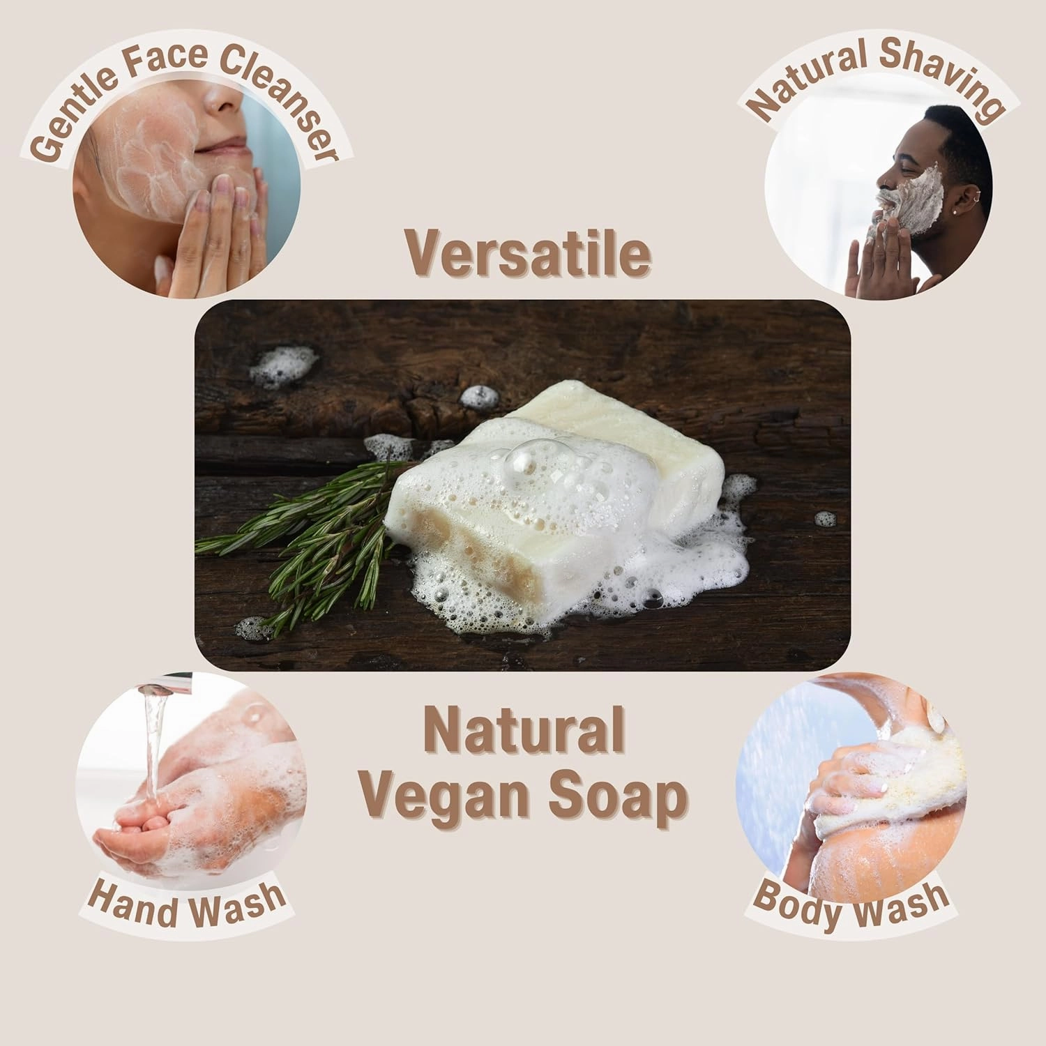 All Natural Rosemary Soap | Natural Soap for Women and Men for Body, Face, and Hands | Handmade Soap | Coconut & Almond Oils with Shea Butter Rosemary (Pack of 4)