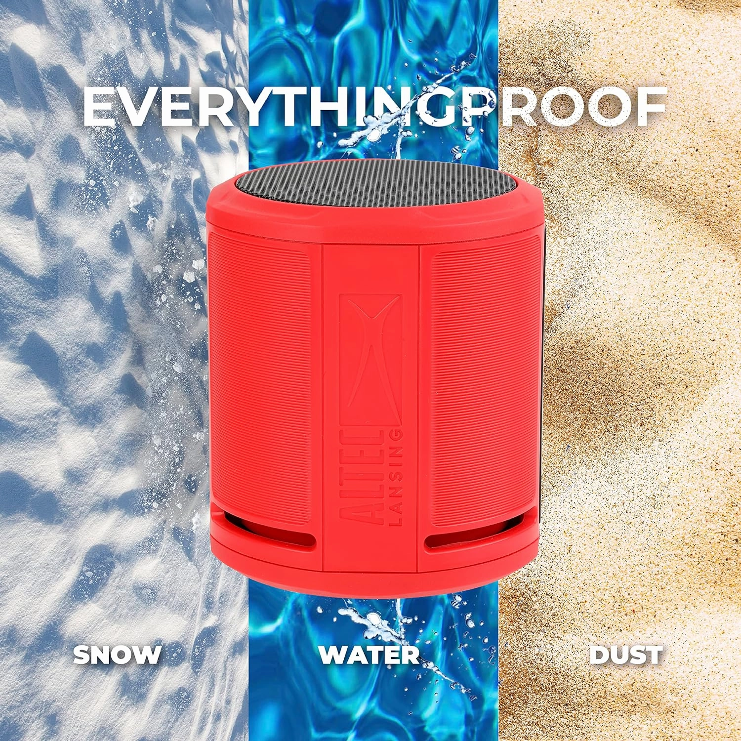 Altec Lansing HydraOrbit - Waterproof Bluetooth Speaker, Lightweight & Portable Speaker for Travel & Outdoor Use, Red