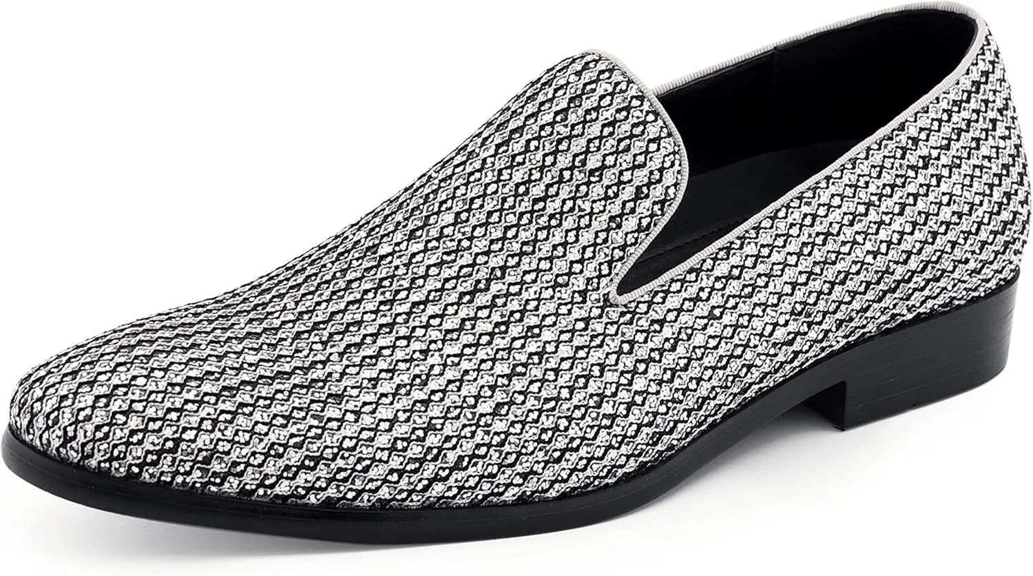 Amali Devy, Men's Dress Loafers, Slip-On Tuxedo Shoes for Men, Velvet Embellished Loafer Slippers