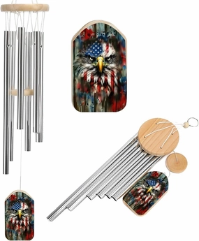 American Flag Eagle Wind Chimes Outside with Relaxing Rich Sound, Memorial Wind Chimes Gifts Porch Garden Backyard