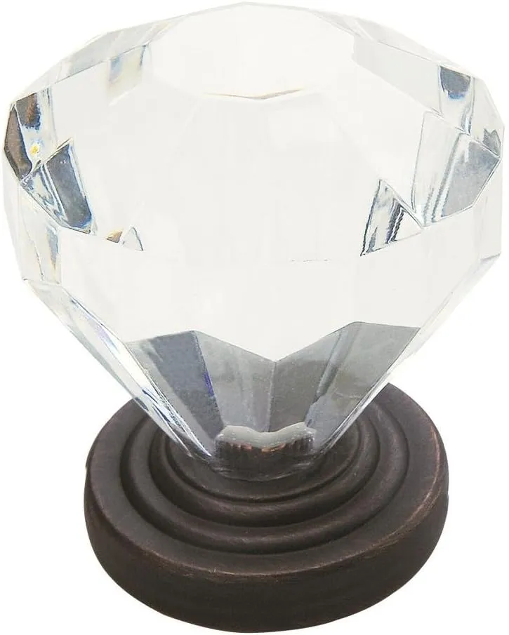 Amerock | Cabinet Knob | Clear/Oil-Rubbed Bronze | 1-1/4 inch (32 mm) Diameter | Traditional Classics | 5 Pack | Drawer Knob | Cabinet Hardware