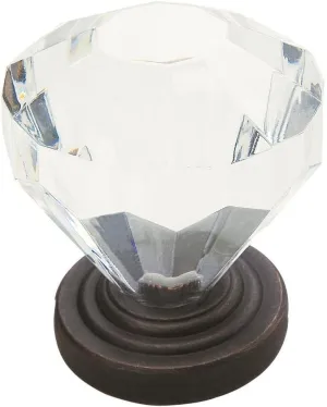 Amerock | Cabinet Knob | Clear/Oil-Rubbed Bronze | 1-1/4 inch (32 mm) Diameter | Traditional Classics | 5 Pack | Drawer Knob | Cabinet Hardware