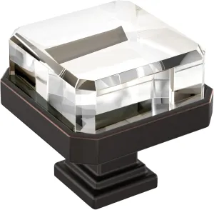 Amerock Glacio 1-3/8 inch (35mm) Length Clear/Oil-Rubbed Bronze Cabinet Knob, BP36975CORB