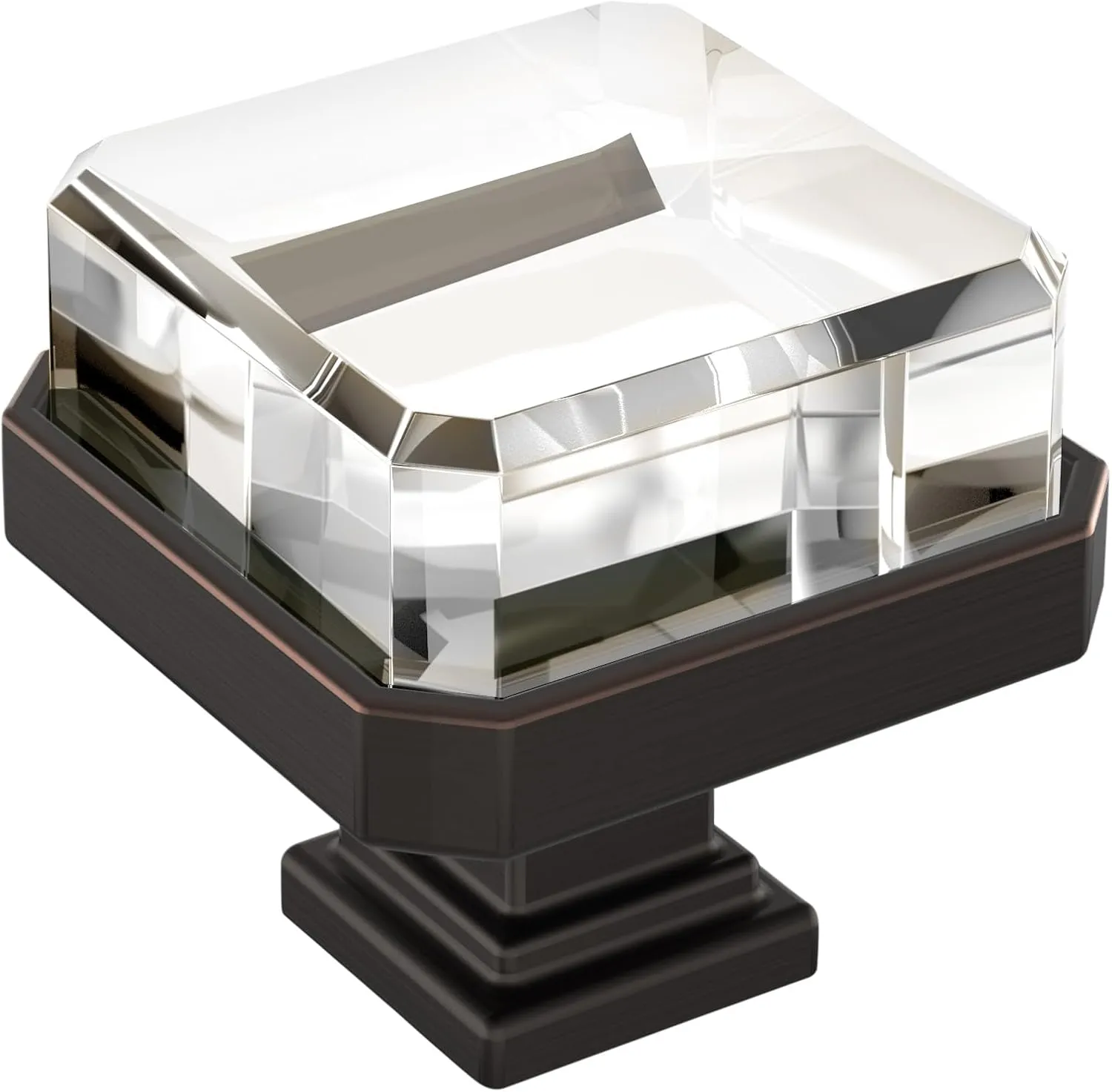 Amerock Glacio 1-3/8 inch (35mm) Length Clear/Oil-Rubbed Bronze Cabinet Knob, BP36975CORB
