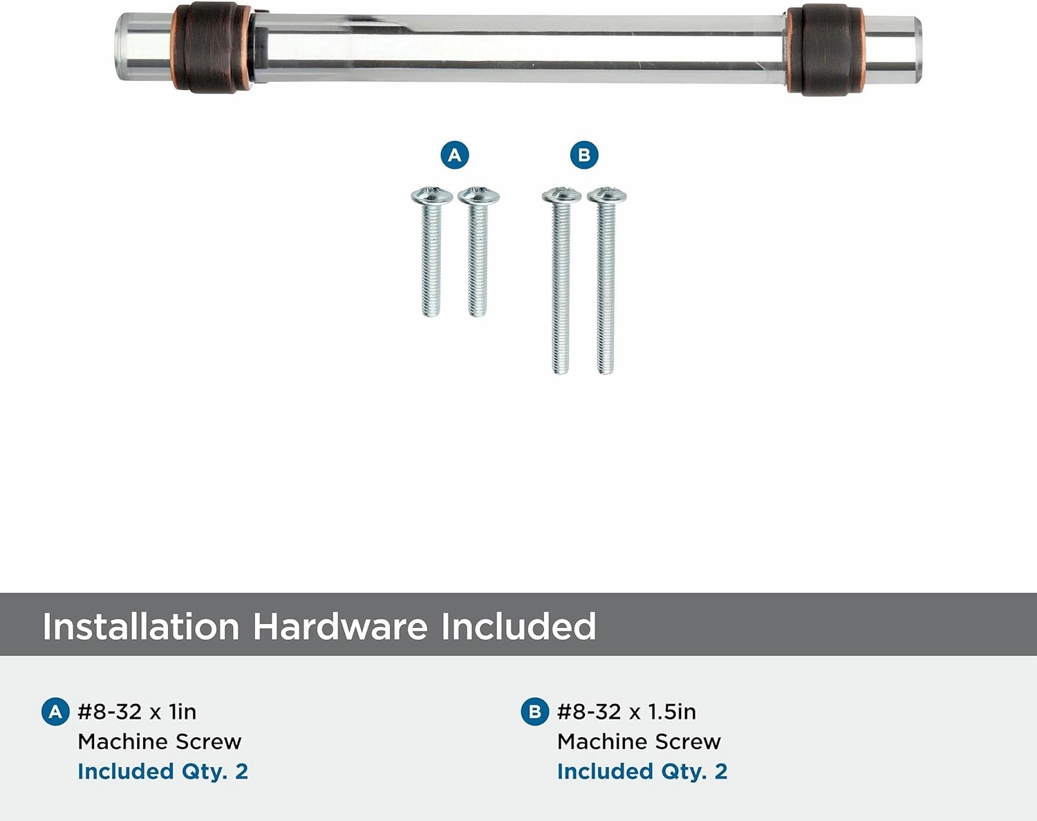Amerock | Cabinet Pull | Clear/Oil-Rubbed Bronze | 5-1/16 inch (128 mm) Center to Center | Glacio | 1 Pack | Drawer Pull | Drawer Handle | Cabinet Hardware