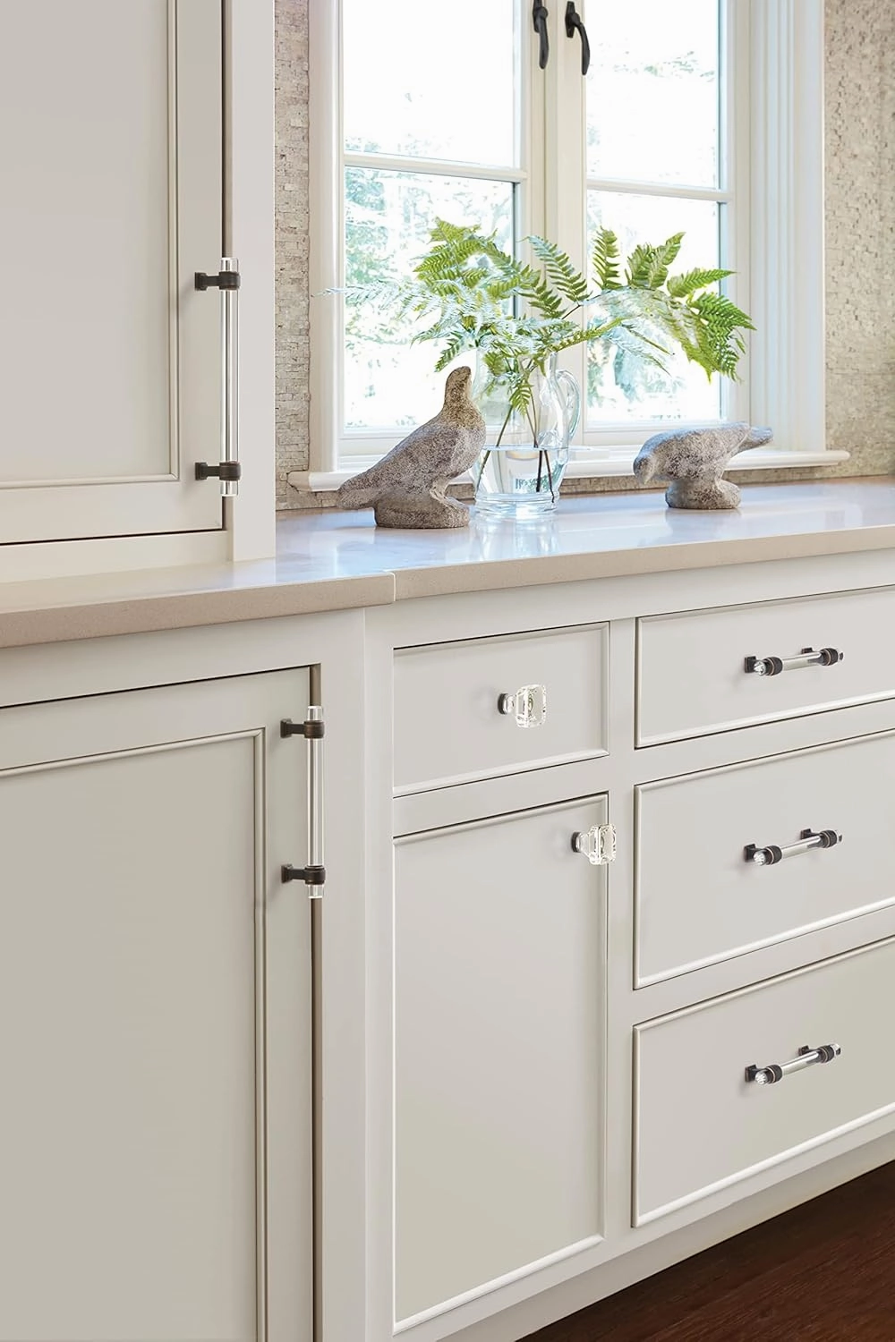 Amerock | Cabinet Pull | Clear/Oil-Rubbed Bronze | 5-1/16 inch (128 mm) Center to Center | Glacio | 1 Pack | Drawer Pull | Drawer Handle | Cabinet Hardware