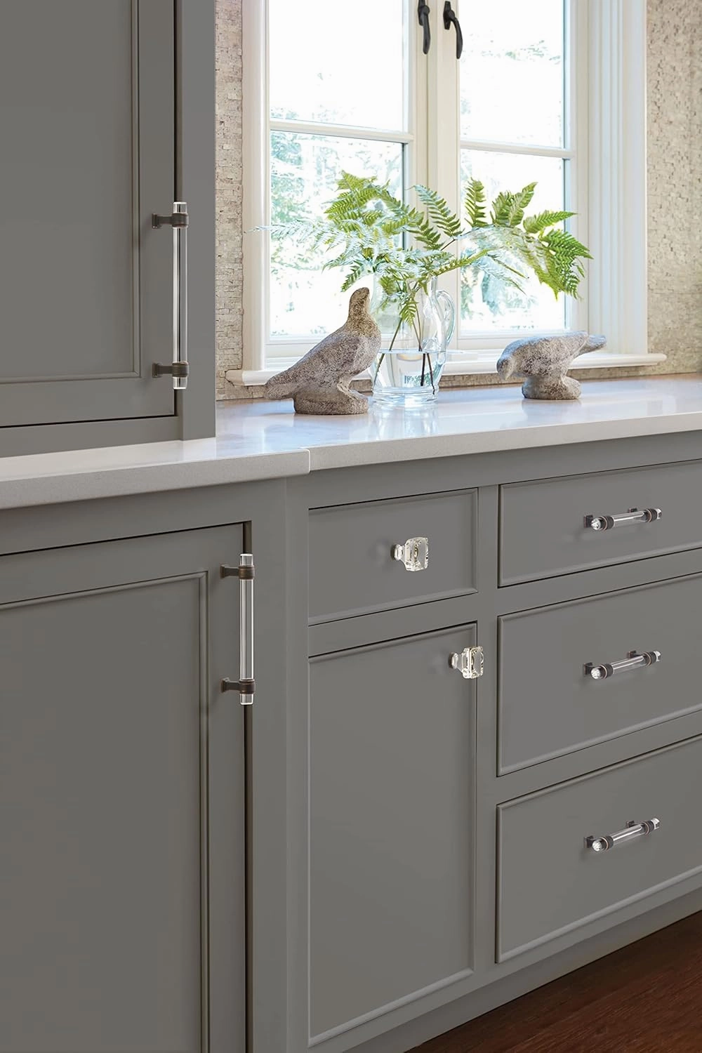 Amerock | Cabinet Pull | Clear/Oil-Rubbed Bronze | 5-1/16 inch (128 mm) Center to Center | Glacio | 1 Pack | Drawer Pull | Drawer Handle | Cabinet Hardware