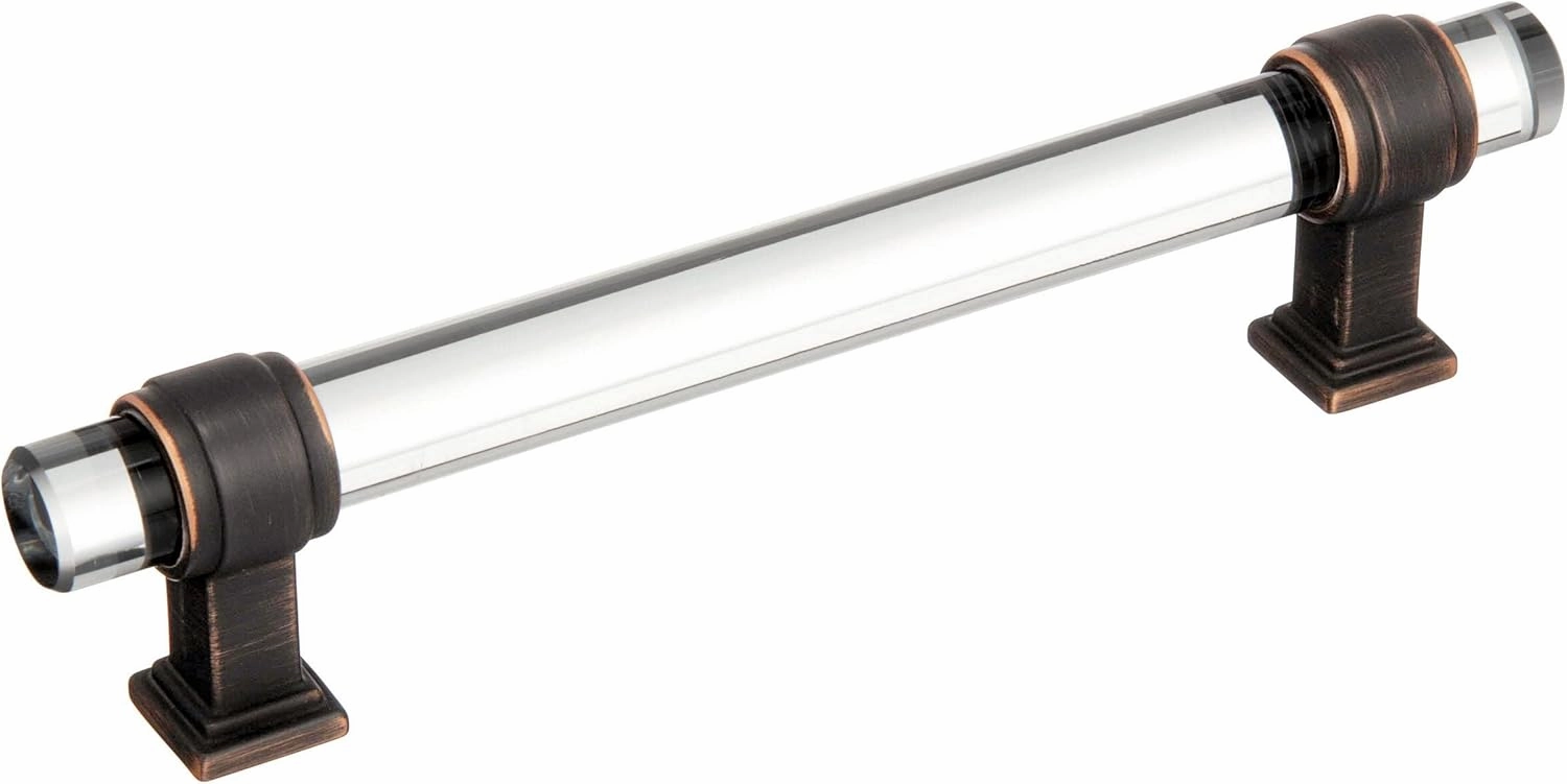 Amerock | Cabinet Pull | Clear/Oil-Rubbed Bronze | 5-1/16 inch (128 mm) Center to Center | Glacio | 1 Pack | Drawer Pull | Drawer Handle | Cabinet Hardware