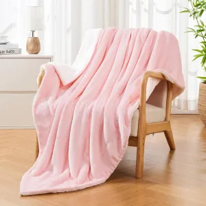 Andency Pink Sherpa Fleece Twin Blanket for Couch - Girls Valentine Gift Soft Warm Thick Blankets Twin Size for Winter, Plush Reversible Throw Blanket for Bed Sofa, 60x80 Inches