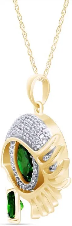 Angel Eye Teardrop Pendant Necklace in 14K Yellow Gold Over Sterling Silver