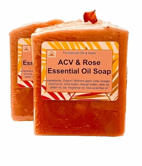 Apple Cider Vinegar Soap - Rose Essential Oil - 2 bars - Rich Lather PH balance Skin Softening Handmade