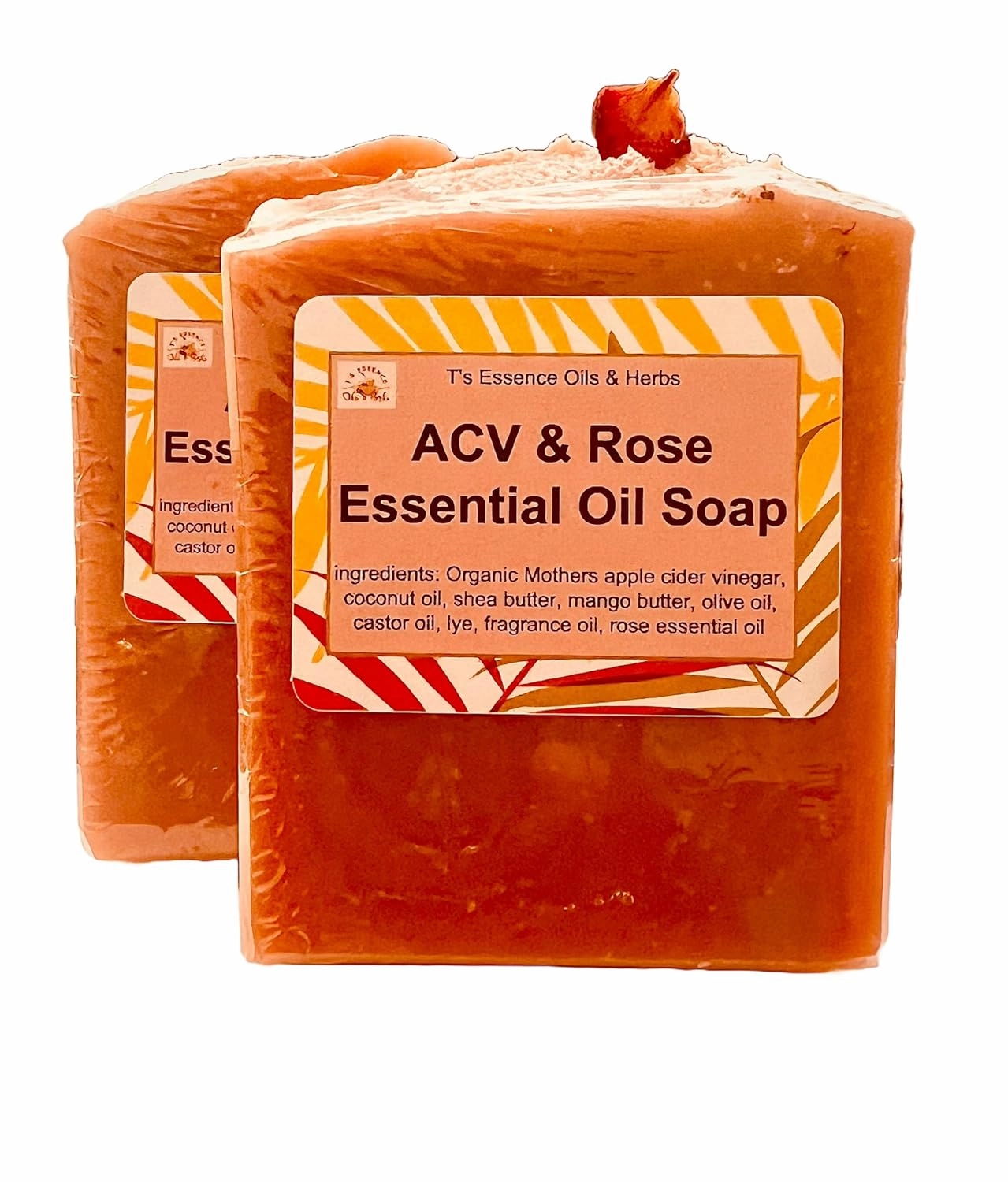 Apple Cider Vinegar Soap - Rose Essential Oil - 2 bars - Rich Lather PH balance Skin Softening Handmade