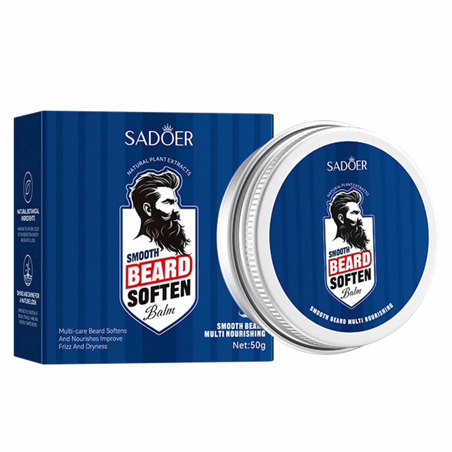 Argan Infused, Beard Softening Balm, Moisturizing Nourishing Formula, Clear, 50g