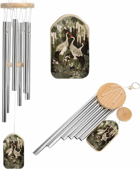 Asian Dancing Oriental Cranes Vintage Wind Chimes Outside with Relaxing Rich Sound, Memorial Wind Chimes Gifts Porch Garden Backyard
