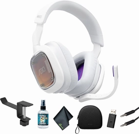 ASTRO Gaming A30 Wireless Gaming Headset for PS5, PS4, Nintendo Switch, PC, Android, Bluetooth, 3D Audio Compatible, Detachable Boom Microphone Bundle with Headphones Holder More (White)