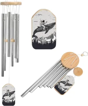 Astronaut Riding Whale Forest Wind Chimes Outside with Relaxing Rich Sound, Memorial Wind Chimes Gifts Porch Garden Backyard