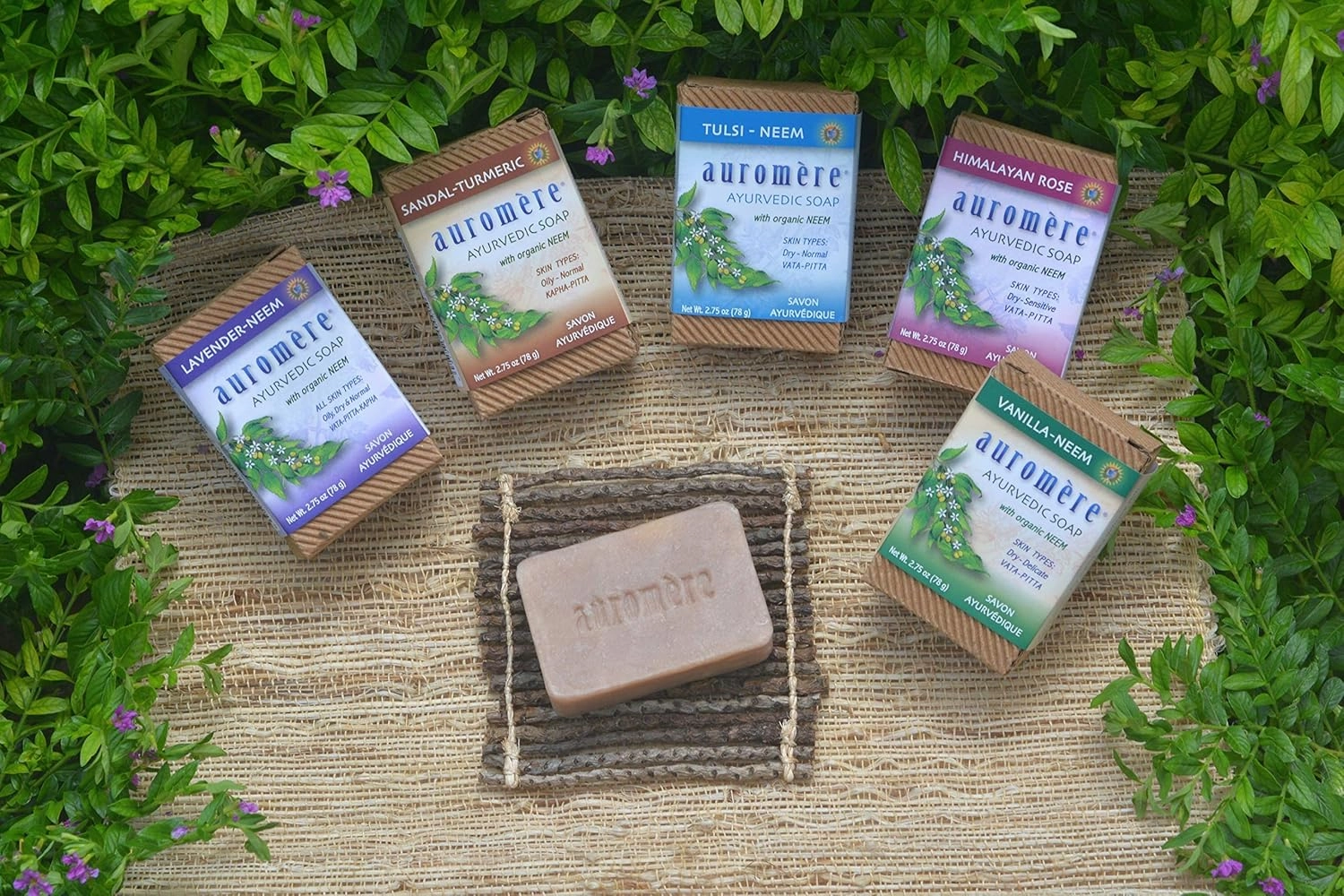 Auromere Ayurvedic Bar Soap, Vanilla Neem - Eco Friendly, Handmade, Vegan, Cruelty Free, Natural, Non GMO (2.75 oz), 5 pack