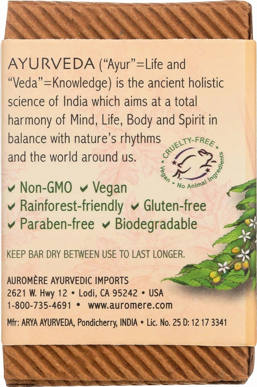 Auromere Ayurvedic Bar Soap, Vanilla Neem - Eco Friendly, Handmade, Vegan, Cruelty Free, Natural, Non GMO (2.75 oz), 5 pack