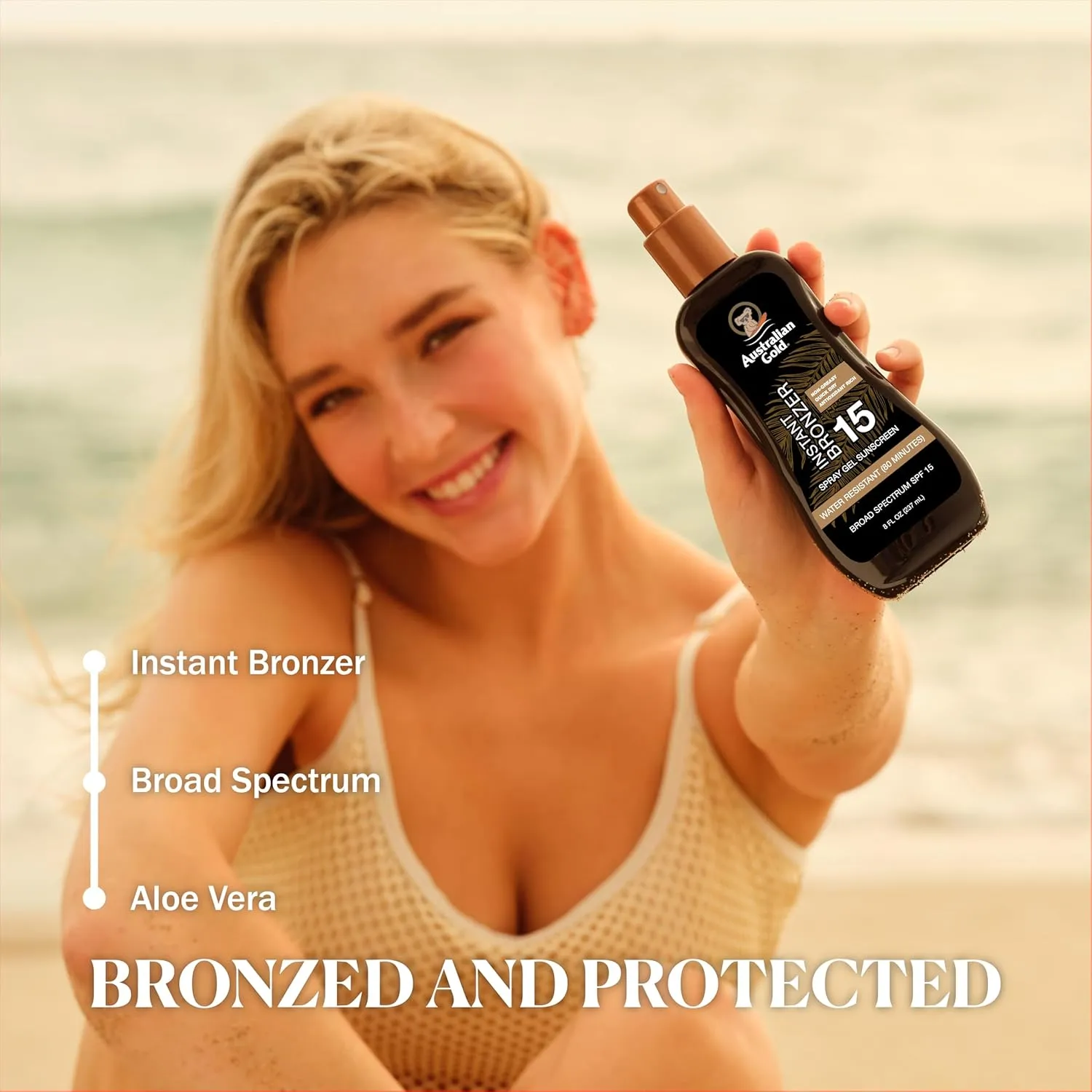 Australian Gold SPF 15 Spray Gel Bronzer, 16 Fl Oz, (Pack of 2)