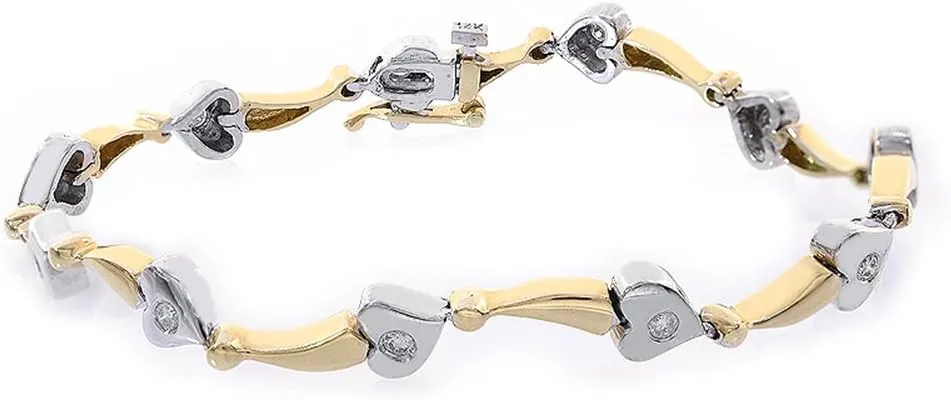 Avital & Co. 0.35 Carat Diamond 14K Two Tone Gold Heart Bracelet