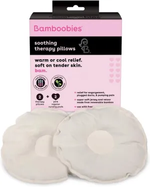 Bamboobies Soothing Nursing Pillows, Daytime Nursing Pads - Reusable, Hot Cold Compress for Breastfeeding- Discreet Leak-Proof Washable Pads for Breastfeeding - 2 Compress Pads, 2 Nursing Pads