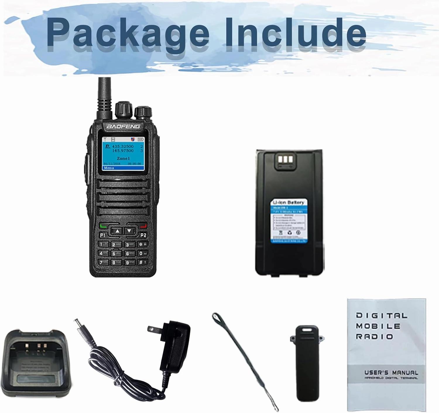 BAOFENG DM-1701 Digital Two Way Radio DMR Analog Walkie Talkie GD-77 Dual Band 5W Long Range Amateur Radio with Battery Eliminator