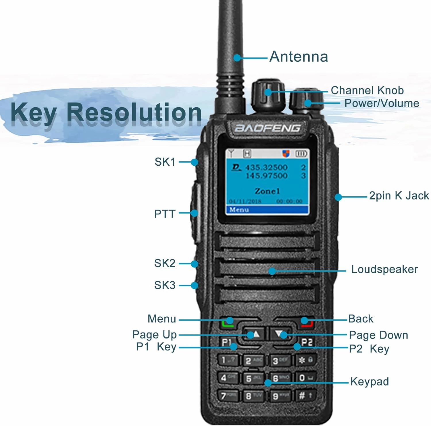 BAOFENG DM-1701 Digital Two Way Radio DMR Analog Walkie Talkie GD-77 Dual Band 5W Long Range Amateur Radio with Battery Eliminator