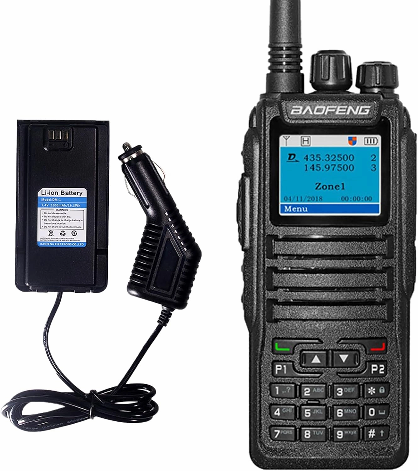 BAOFENG DM-1701 Digital Two Way Radio DMR Analog Walkie Talkie GD-77 Dual Band 5W Long Range Amateur Radio with Battery Eliminator