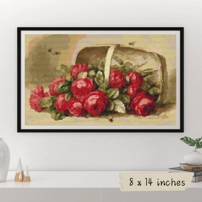 Basket of Roses Cross Stitch Pattern