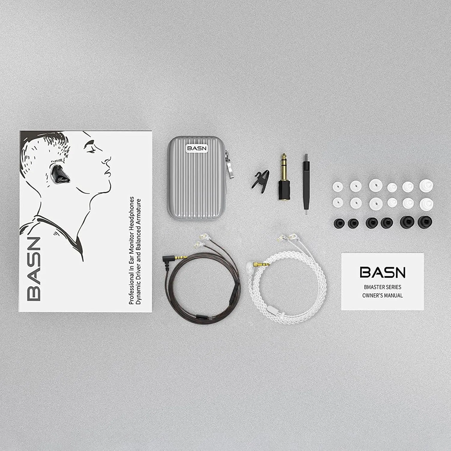 BASN Bmaster 2-Pin Triple Drivers in Ear Monitor Headphone with Two Detachable Cables Fit in Ear Suitable for Audio Engineer, Musician (Black)