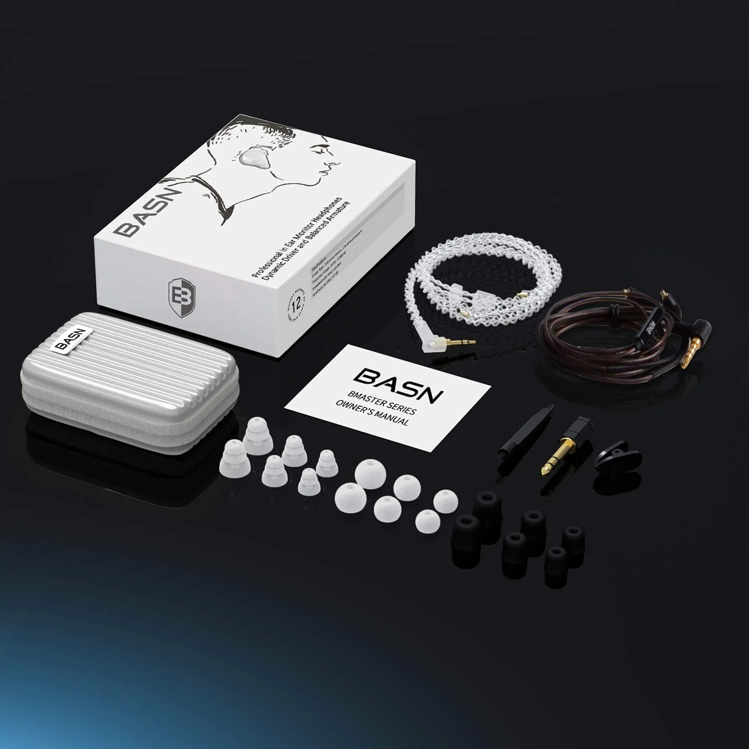 BASN Bmaster Triple Drivers in Ear Monitor Headphone with Two Detachable Cables Fit in Ear Suitable for Audio Engineer, Musician (White)