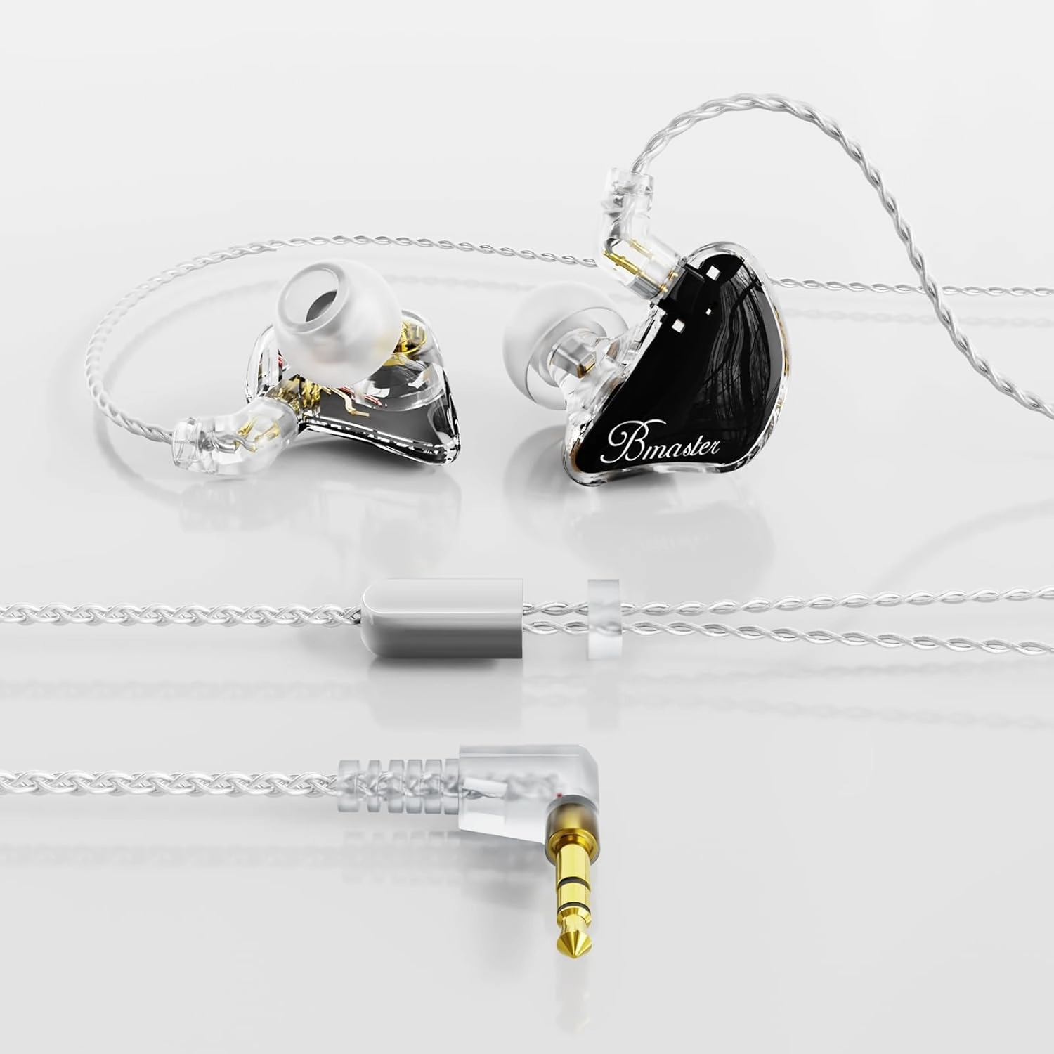 BASN Bmaster 2-Pin Triple Drivers in Ear Monitor Headphone with Two Detachable Cables Fit in Ear Suitable for Audio Engineer, Musician (Black)
