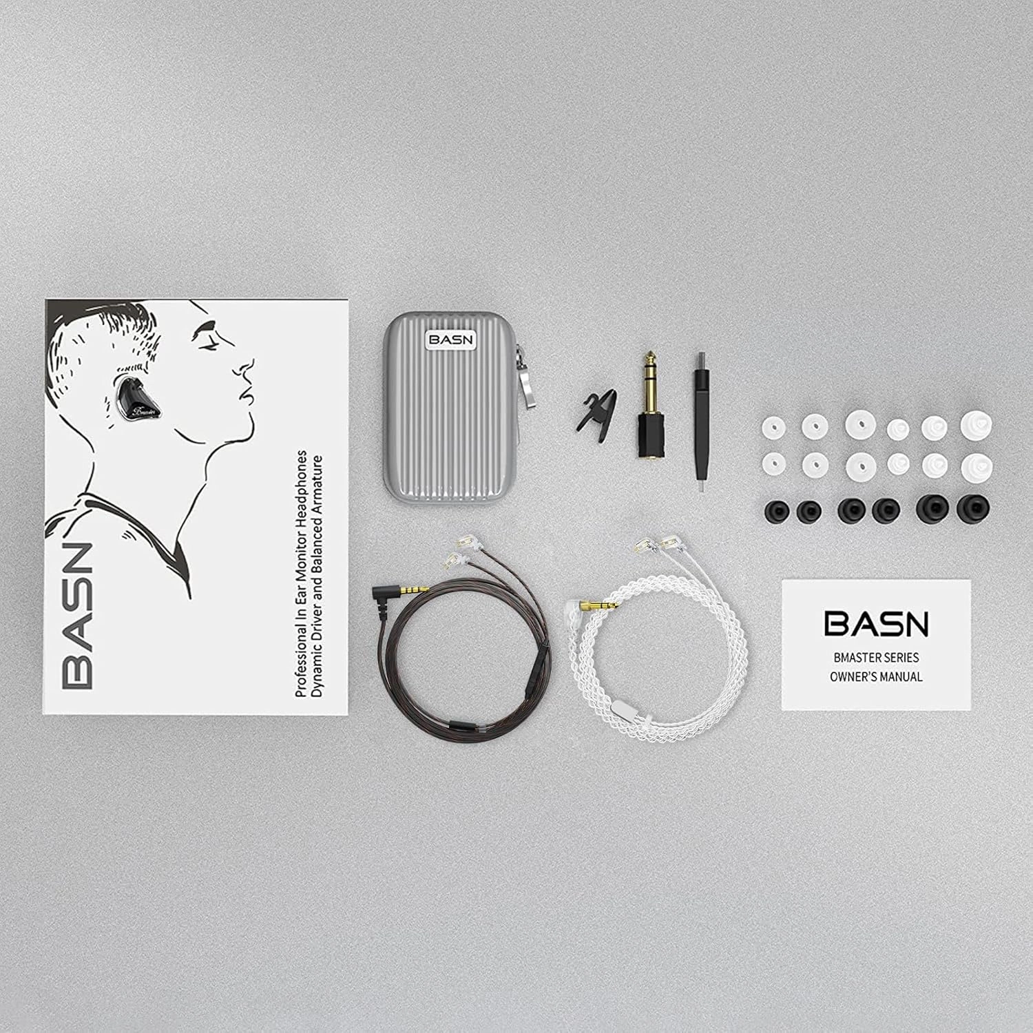 BASN Bmaster 2-Pin Triple Drivers in Ear Monitor Headphone with Two Detachable Cables Fit in Ear Suitable for Audio Engineer, Musician (Black)