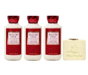 Bath & Body Works You're The One 3 Piece Body Lotion Bundle with a Creamy Rose Bar Soap - Full Size
