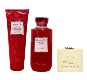Bath & Body Works You're The One Body Cream and Shower Gel Bundle with a Creamy Rose Bar Soap - Full Size